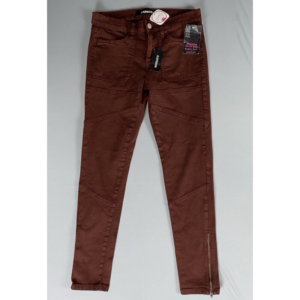 Express Smart Denim Zip Cuff Patch Pocket Moto Jeans, Pants. Women's Size 6. NWT